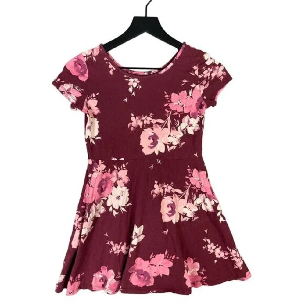 The Children's Place Girls Floral Fit & Flare Dress Size L Multicolor Red Pink - Picture 4 of 11